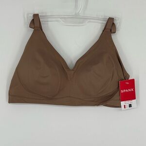 NEW Spanx All-In-One Wireless Bra Sz XL Cafe Au Lait Cups A-C Nylon Elast $64